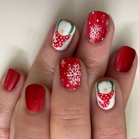 Korta Fyrkantiga Tryck På Naglar Jul Lösnaglar Full Täckning Fäst På Naglar