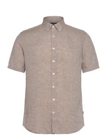 Soft Linen Shirt S/S - Modern Fit Beige Lindbergh Black
