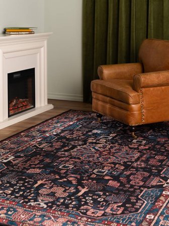 Galaxy Oriental Tvättbar 120X180 Liten Blå/Svart Medaljong Bomullsmatta