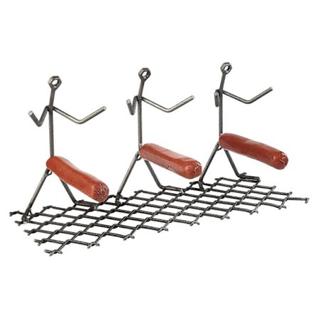 Korvgrillare, Rostfritt Stål Tre Mans Stick Figure Grill, Rolig Barbeque-BBQ Grillgåva till Pappa, Män - 1st