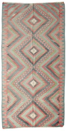 Kelim Vintage Türkei Teppich Orientalischer Orange/Grau (Wolle, Türkei)