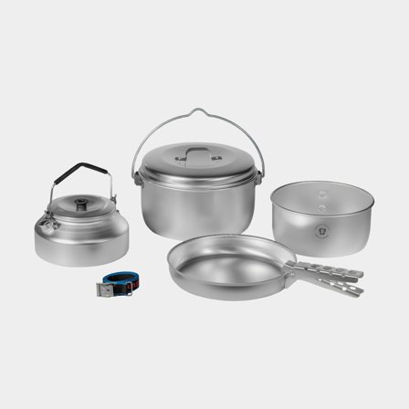 Set de camping Trangia 24, con 2 ollas, 1 tapa y 1 sartén en aluminio UL / UltraLight + 1 cafetera + pinza + correa y funda