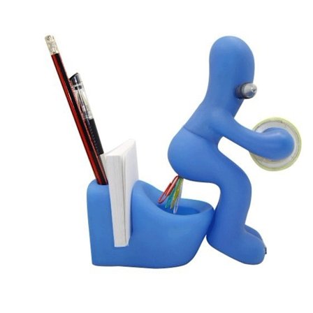 (blå) Kontorrekvisita - rolig tejpdispenser - hållare - rolig och c