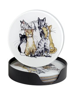 Glasunderlägg Katt 4-pack Vit - Nääsgränsgården