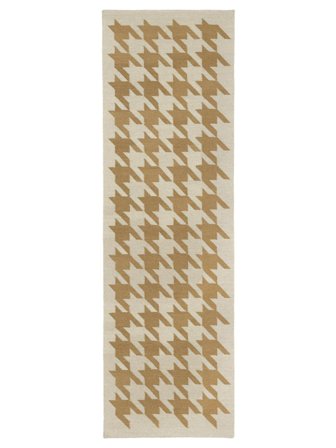 Houndstooth 80X250 Small Beige/Brown Runner Wool Rug