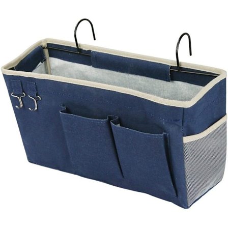 Nattbords oppbevaringsveske for oppheng til sengegavl, køyesenger, sovesaler, bøker, telefon, magasinholder marineblå