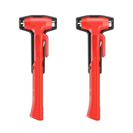 2 pakker bilrudehammer og sikkerhedsselekniv, bilnødhammer med rudehammer og sikkerhedsselekniv, 3-i-1 bilsikkerhedshamre, premium carb