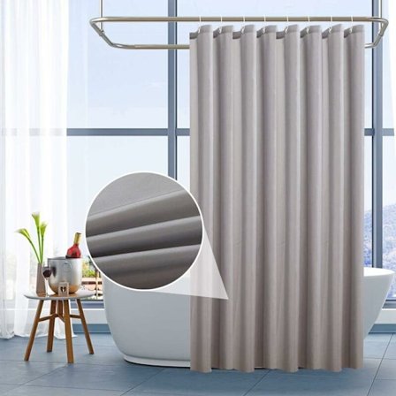 Mildew Proof Bruseforhæng, Grå Badeforhæng Vandtæt Polyester Bruseforhæng Stof Vaskbare Bruseforhæng Til Badeværelse Eller Badekar Med 8 Kroge 120 X 