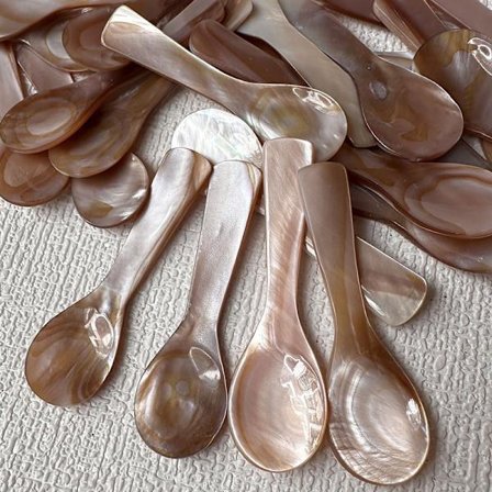 REMAKE Perlemorskeje Caviar Skeer 7cm x 2.2cm (7cm Rundt Håndtag) Sæt af 6