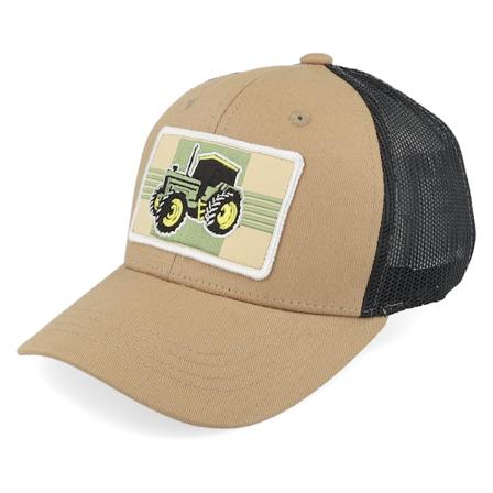 Kiddo Cap - Kids Old Tractor Big Patch Caramel/Black Trucker Trucker Beige Cap - @ Hatstore