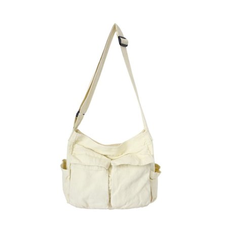 Stor Canvas Messenger Bag med Flere Rom - Casual Skulderbag for Kvinner og Menn