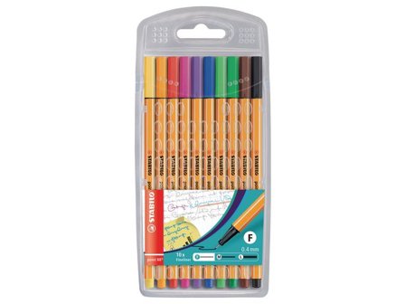 STABILO Fineliner Point 88 , tunn spets, orange pennkropp, olika bläckfärger 10/fp - Lyreco - Kontorsmaterial - Pennor - Finelinerpennor