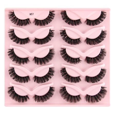 Halvfransar Naturligt utseende Wispy Cat-Eye Ögonfransar 3D lösögonfransar Fluffy-Soft 10 Par Faux Mink Fake Lashes Sets