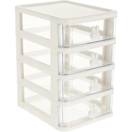 Plastförvaringslåda, 21X17cm 4 Lager Multifunktionellt Skrivbordsförvaringsskåp Förvaringsbehållare med Lådor Mini Lådorganisatör för Hem, Kontor Wh..