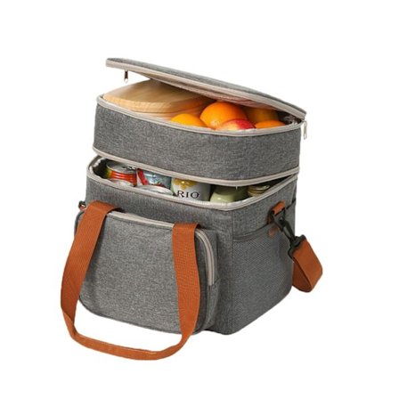 Isoleret frokosttaske med lækagesikkert design, stor termotaske med justerbar skulderrem, slidstærkt materiale vandtæt køletaske