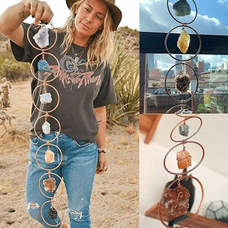 7 Chakra Naturlig Krystallstein Hengedekorasjon Veggvindu Kunst Håndverk Hjem Ornament