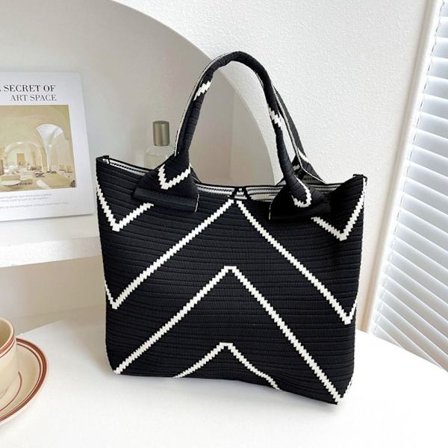 Knit Handbag Knot Wrist Bag SVART