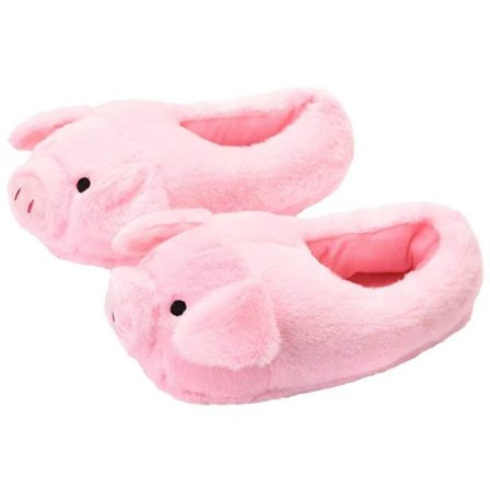 (Pink Pig) Cartoon Cute Indoor Slippers - Vinter Bløde Varme Plys Hjemmesko - Unisex Emoji Slippers