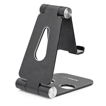 StarTech Phone and Tablet Stand, Foldable Universal Mobile Device Holder for Smartphones & Tablets, Adjustable Multi-Angle Viewing Ergonomic Cell