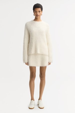Soft Goat - Alpaca mini skirt - Cashmere skirt - L - Feather White
