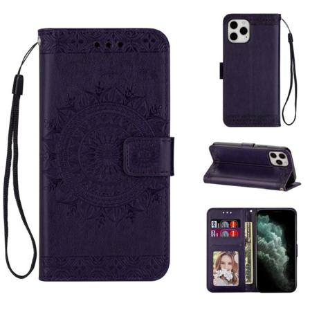 Iphone 12 Mini - Mandala Läder Fodral - Lila Purple Lila