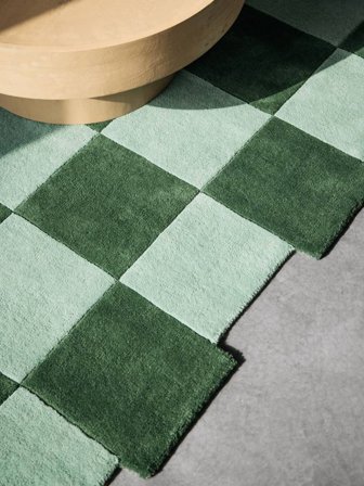 Geblokt Checkmate Vloerkleed - Groen/Mintgroen 160X230 Wol