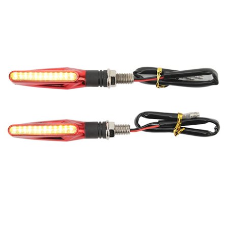 12V Motorcykel LED Blinklys Par til Sport Street Bike Off Road Chopper Rød