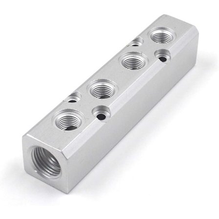 Komprimerad luft huvudgrenrör pneumatiskt block 4 vägar luftkoppling snabbkontakt pneumatiskt grenrör luftfördelningsblock