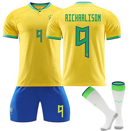22/23 Ny sesong Landslag Hjem Brasil RICHARLISON Nr 9 Barn Jersey-pakke Barn-24