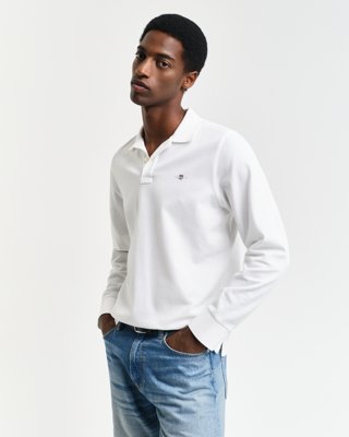 GANT - Klassisk piquéskjorte med lange ermer i regular fit til herre white