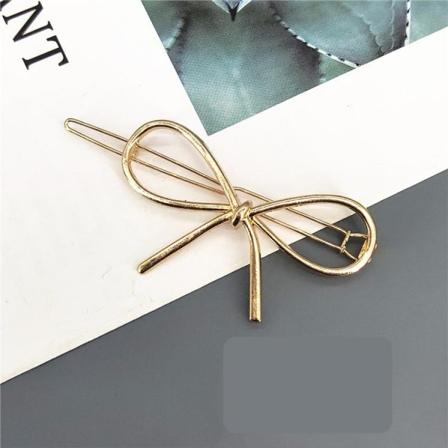 Håndlaget gullbelagt hårspenne søt sløyfe minimalistisk Gold one size