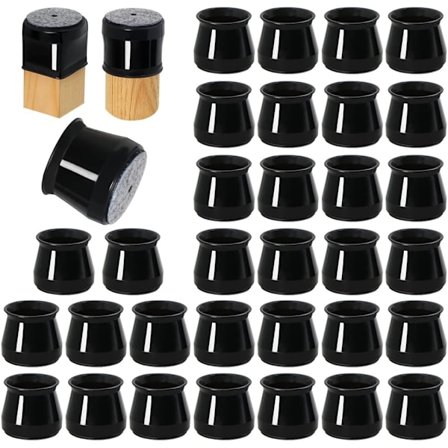 32 stk møbelbentrekk for harde gulv, svarte silikonfiltsåler