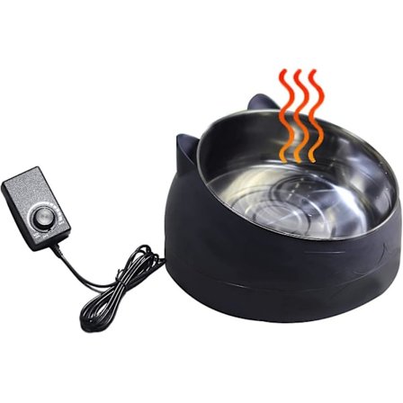 Uppvärmd Vatten Skål, Rostfritt Stål Hund Skål, Uppvärmd Vatten Skål För Hundar, Uppvärmd Frostskydd Drick Skål(Svart)