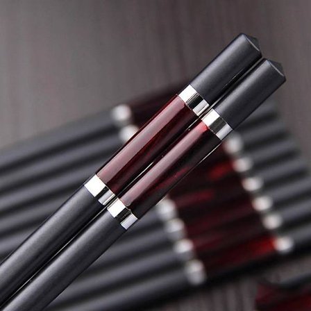 10 par spisepinde i legering - skridsikre, temperaturbestandige spisepinde i rød agat