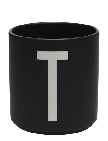 Black Porcelain Cups A-Z Black Design Letters