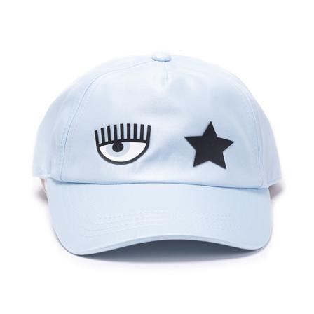 Chiara Ferragni Collection, Eyestar Baseball Cap Nylon Shiny Niebieski, Kobieta, Rozmiar: ONE Size