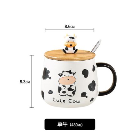 1 Sæt Sød Ko Mønster Mælkekop Krøllet Kaffe Kop Bedårende Mælkekop Med Ske