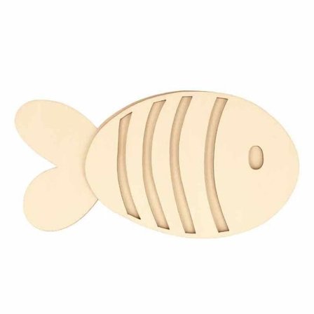 Träsiluett 15 x 7,8 cm - Fisk och ben