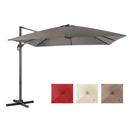 Ulkovarjo, 300x300 cm, harmaa, 360 astetta kääntyvä