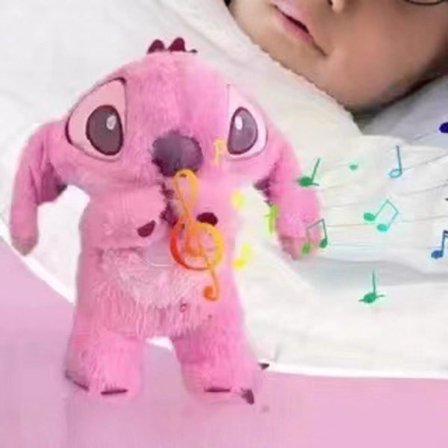 Beroligende Stitch Plysdyr med Åndedrætsbevægelser, Angstlindrende Stitch, Rytmisk Åndedræt for Børn og Voksne ved Søvn