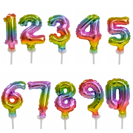 Tårtballong mini siffra regnbåge Siffra 6