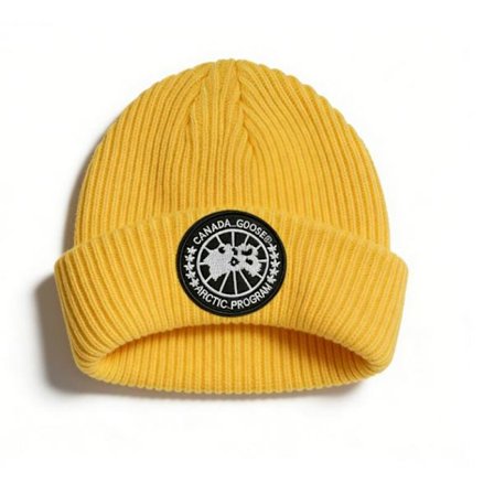 Varme strikkeluer i ull for menn og kvinner, brodert varm lue for høst og vinter utendørs - Gul