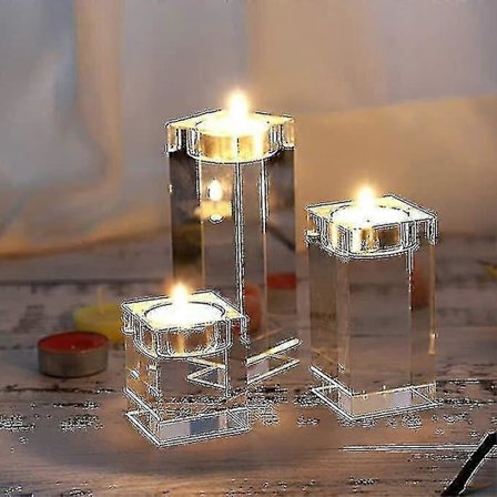 6 størrelser/Lysestake Lysholder Klar Glass Lysholdere