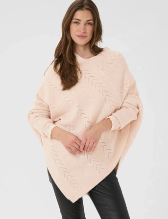 Cream Crholiday Knit Poncho - Beige - ONE SIZE