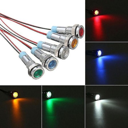 5x Bil Båt 12v-24v 6mm LED Indikatorlampa Instrumentpanel Varningslampa Hfmqv