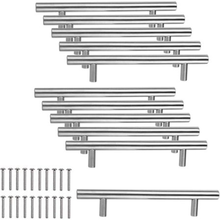 10 x Rostfria kökshandtag 96 mm hålavstånd, B