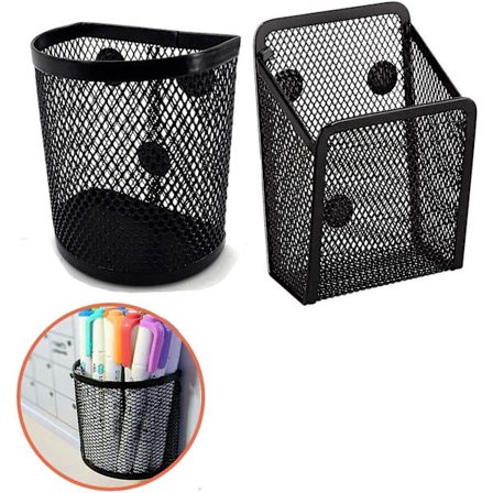2 Pakk Magnetisk Pennholder Magnetisk Markørholder Mesh Oppbevaringskurv Organizer Med Ekstra Sterk Magnet Mesh Pennholder For Kjøleskap Whiteboar