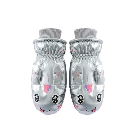 Varme og hyggelige fleeceforede ski handsker til børn, tegneseriehandsker, farverige og vandtætte til vintersport og udendørsaktiviteter, tarolilla