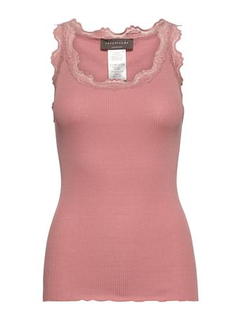 Silk Top W/ Lace T-shirts & Tops Sleeveless Rosa Rosemunde*Betinget Tilbud