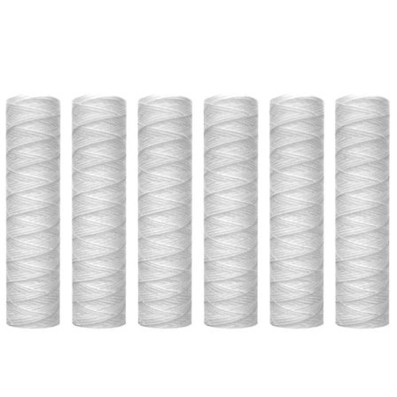 10 Micron Trådlindat Vattenfilterpatron 10x2,5 " - 6-pack för Hela Husets Filtrering (Universal Passform)